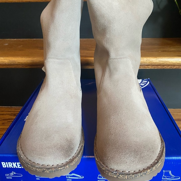 Birkenstock Uppsala Shearling Gray Taupe/Soft Pink NEW IN BOX 7 US/38 EU - Picture 3 of 14